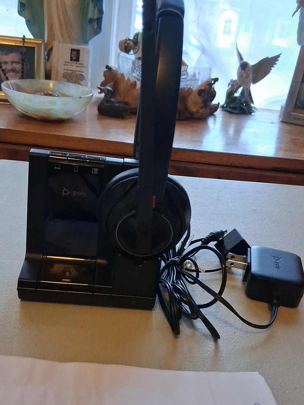 POL Black Wireless Headset with Charging Dock and Power Adapter